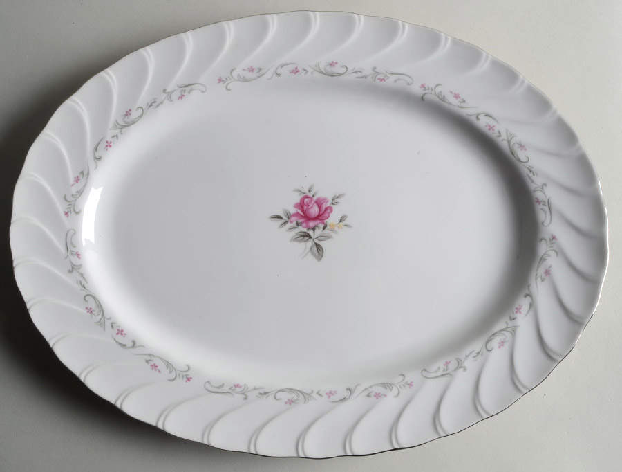 Royal Swirl 14" Oval Serving Platter by Fine China of Japan-1