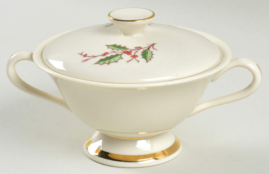 Christmas (Rim) Sugar Bowl & Lid by Fine Arts-1