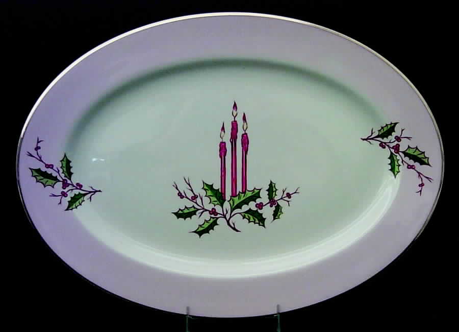 Christmas (Rim) 15" Oval Serving Platter by Fine Arts-1