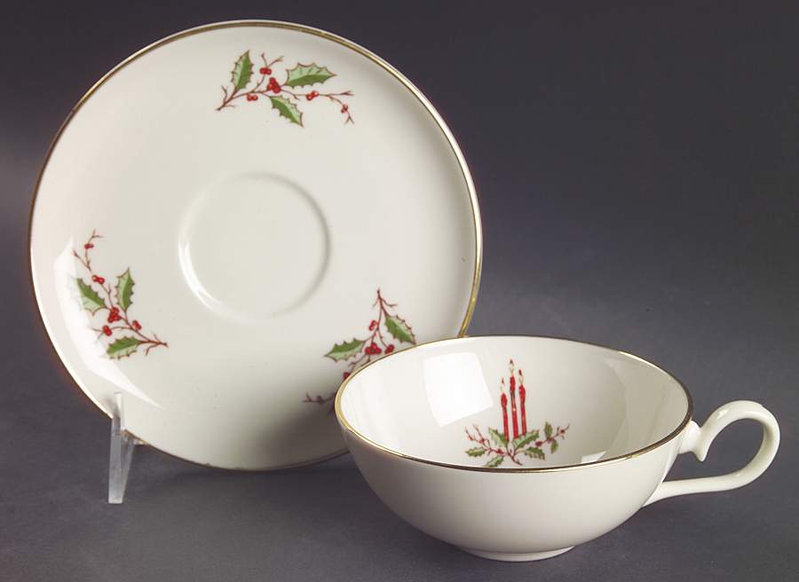 Christmas (Coupe) Flat Cup & Saucer Set by Fine Arts-1