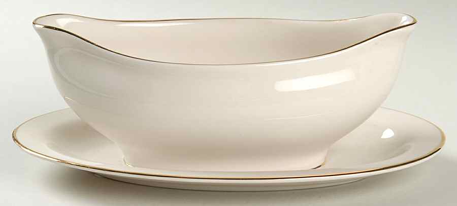 Classic Dignity Gold Gravy Boat with Attached Underplate by Fine Arts-1
