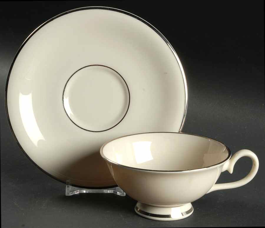 Classic Dignity Platinum Footed Cup & Saucer Set by Fine Arts-1