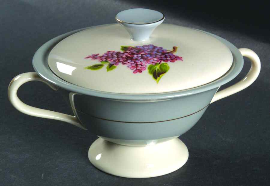 Georgian Lilac Sugar Bowl & Lid by Fine Arts-1