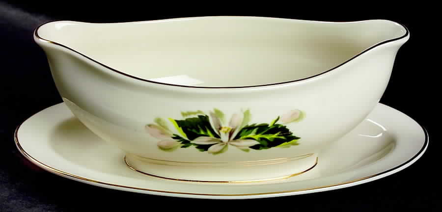 Orange Blossom & Gardenia Gravy Boat with Attached Underplate by Fine Arts-1