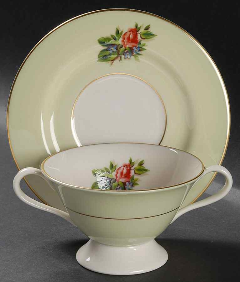 Romance Rose Footed Bouillon Cup & Saucer by Fine Arts-1