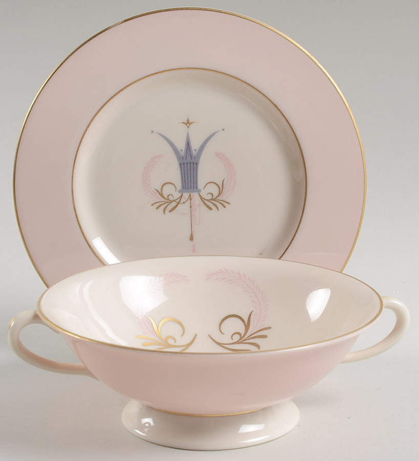 Royal Splendor Cream Soup Bowl & Bread Plate/Saucer  Set by Fine Arts-1