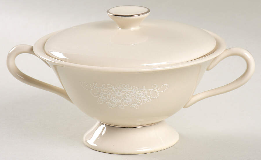 Spanish Lace White Sugar Bowl & Lid by Fine Arts-1
