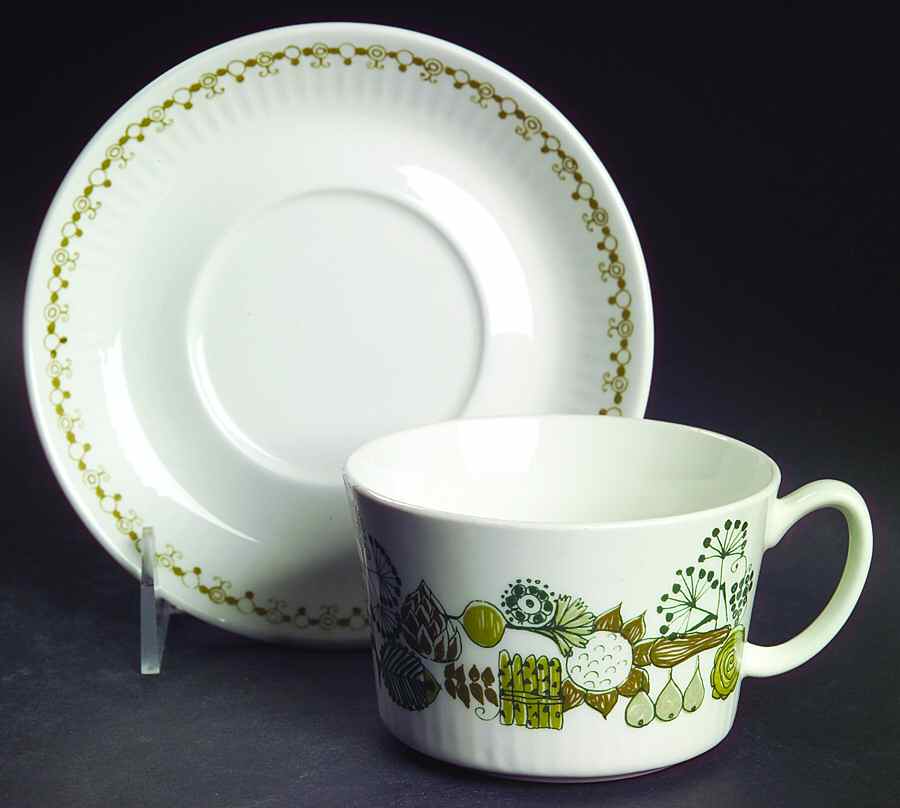 Market Flat Cup & Saucer Set by Figgjo (Norway)-1