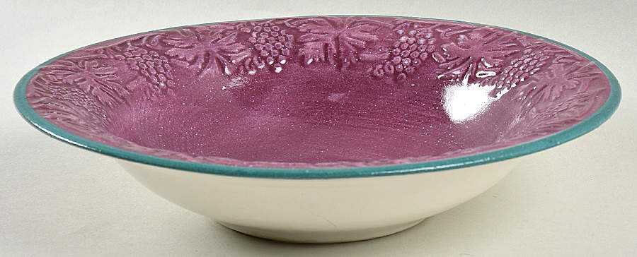Grape Garland Embossed Pansy Purple Rim Soup Bowl by Fioriware-1
