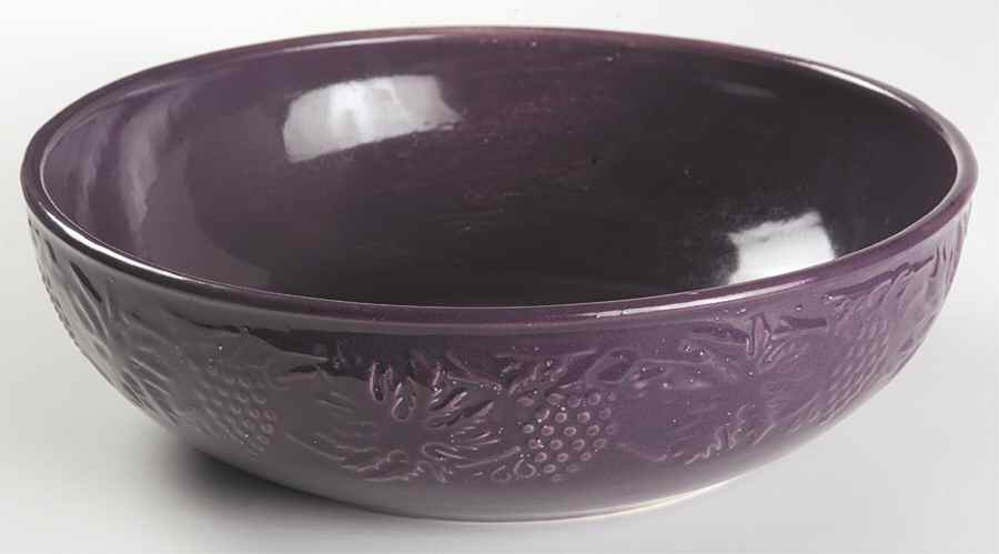 Grape Garland Embossed Pansy Purple 12" Large Salad Serving Bowl by Fioriware-1