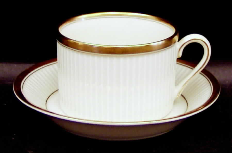 Classique d'Or Buff Flat Cup & Saucer Set by Fitz and Floyd-1