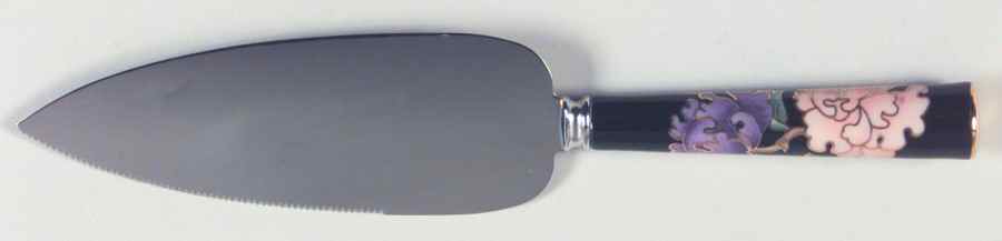 Cloisonne Peony Black Pastry Server with Stainless Blade by Fitz and Floyd-1