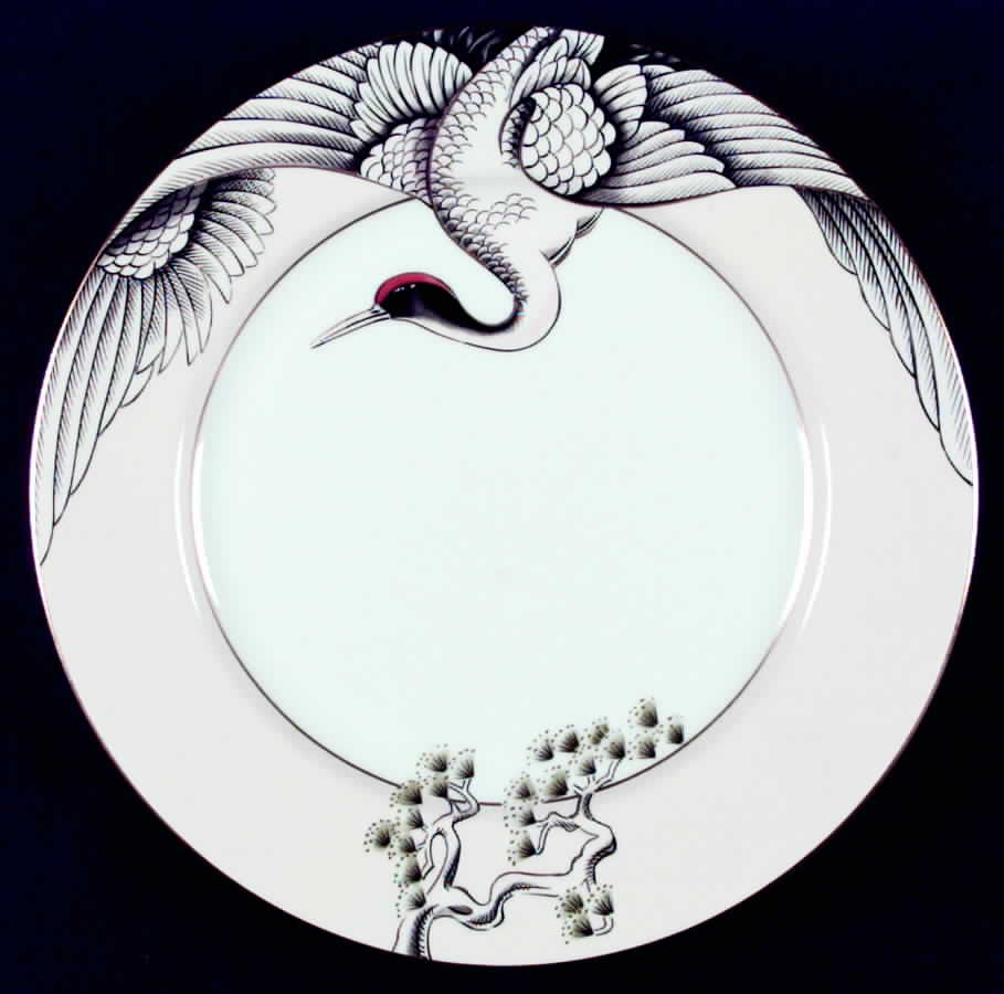 Crane with Pine Dinner Plate by Fitz and Floyd-1