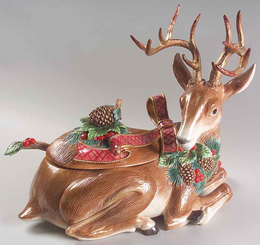 Holiday Pine Figural Tureen & Lid with Ladle by Fitz and Floyd-1