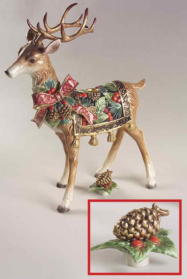 Holiday Pine Figural Candlestick with Stopper by Fitz and Floyd-1