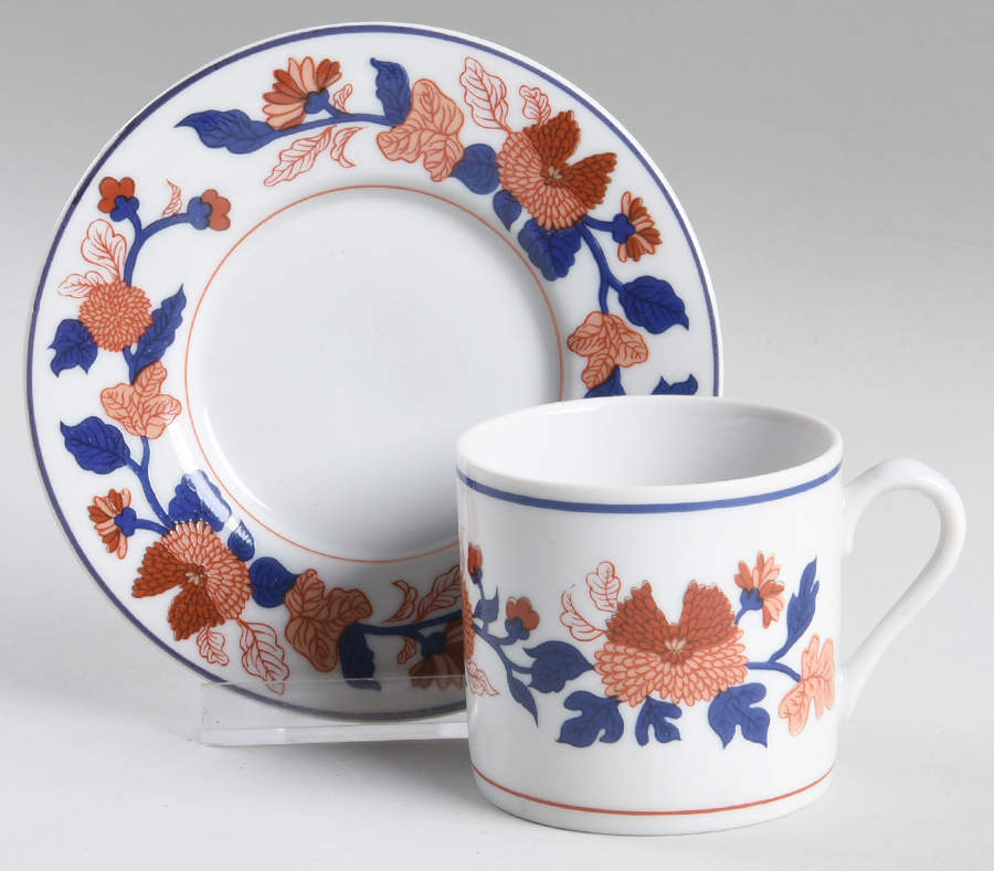 Mandarin Garden Flat Demitasse Cup & Saucer Set by Fitz and Floyd-1
