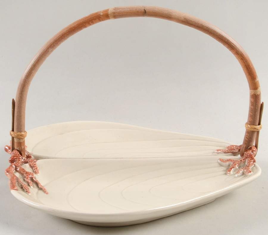 Oceana (Pink Coral Edge) Handled Divided Server by Fitz and Floyd-1