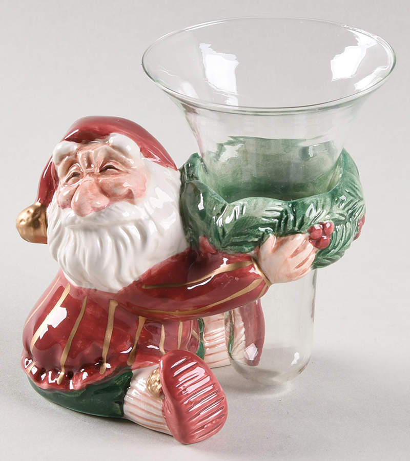 Old World Elf Bud Vase Holder with Glass Vase by Fitz and Floyd-1