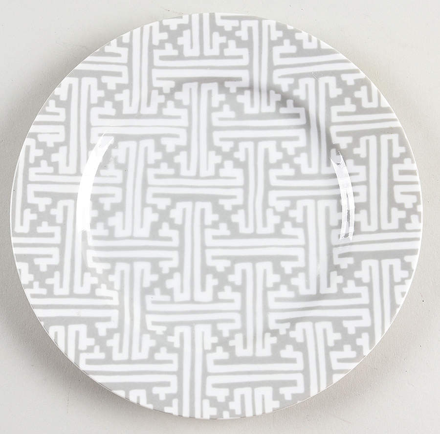 Oriental Geometric Gray Salad Plate by Fitz and Floyd-1