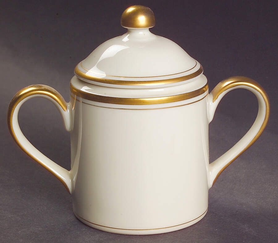Palais Buff Sugar Bowl & Lid by Fitz and Floyd-1