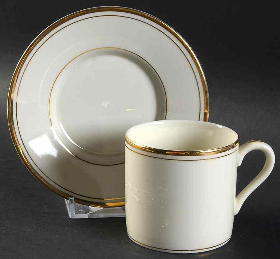 Palais Buff Flat Demitasse Cup & Saucer Set by Fitz and Floyd-1