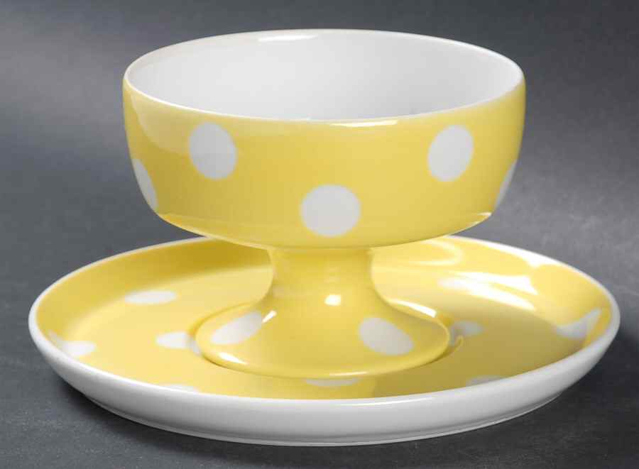 Polka Dots (White Dots on Yellow) (2 Pc) Dessert Set by Fitz and Floyd-1