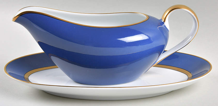 Renaissance Cerulean Blue (Japan) Gravy Boat & Underplate/Relish by Fitz and Floyd-1