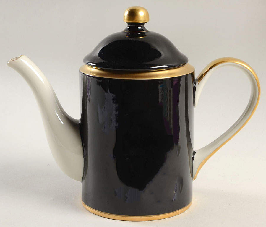 Renaissance Black On Buff Mini Coffee Pot & Lid by Fitz and Floyd-1