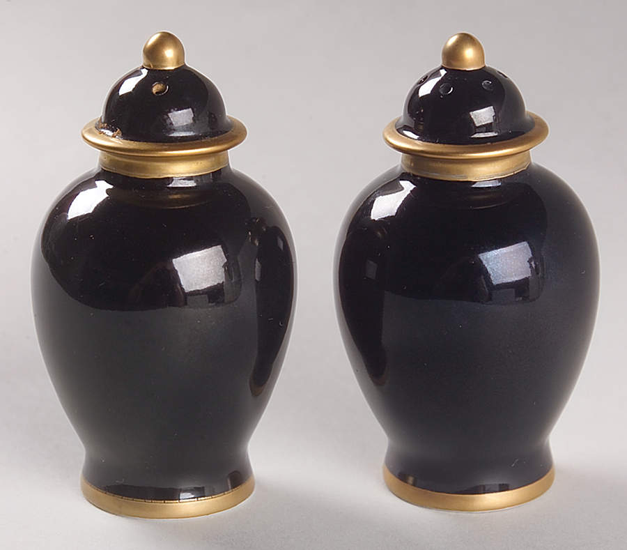 Renaissance Black On Buff Salt & Pepper Set by Fitz and Floyd-1