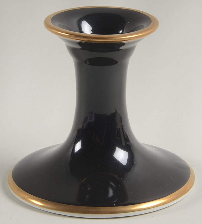 Renaissance Black On Buff Single Light Candlestick by Fitz and Floyd-1