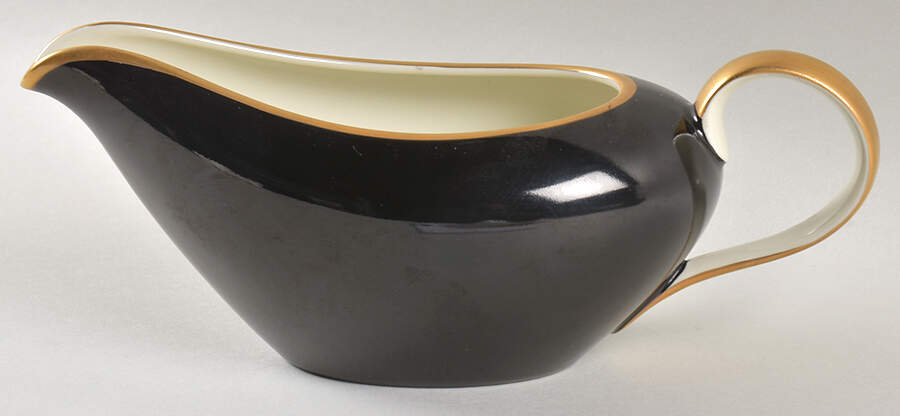 Renaissance Black On Buff Gravy Boat by Fitz and Floyd-1