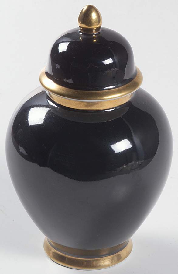 Renaissance Black On White Small Ginger Jar & Lid by Fitz and Floyd-1