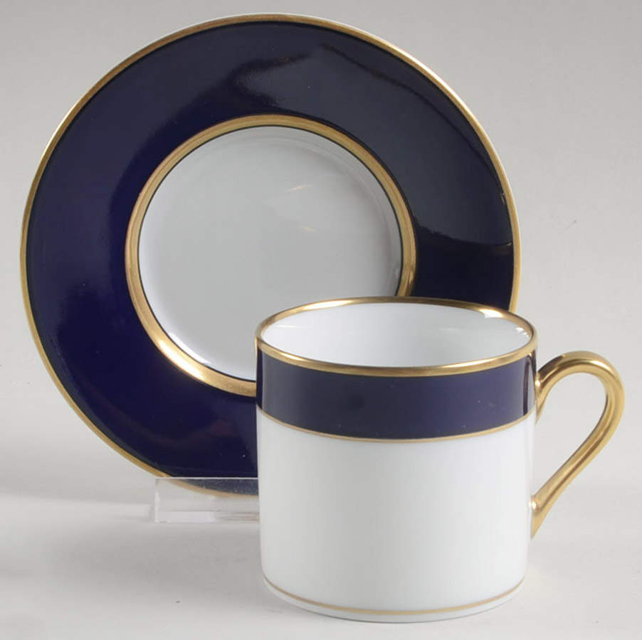 Renaissance Cobalt Blue (Japan) Flat Demitasse Cup & Saucer Set by Fitz and Floyd-1