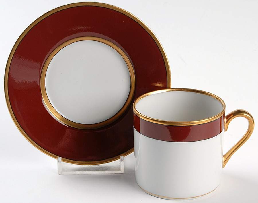 Renaissance Cinnabar Flat Demitasse Cup & Saucer Set by Fitz and Floyd-1