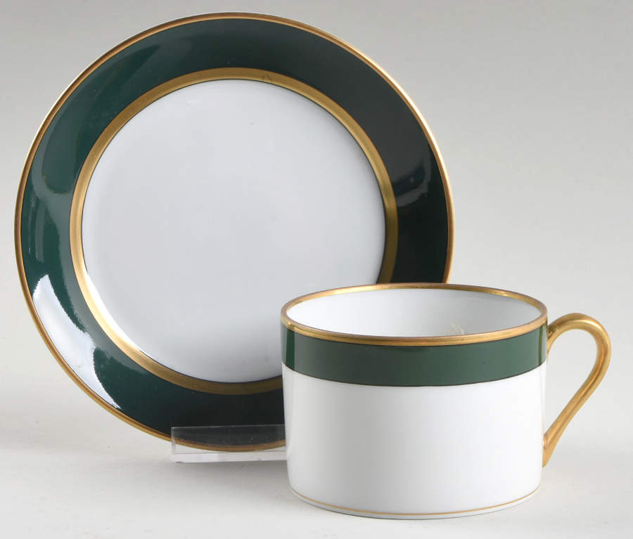 Renaissance Dark Green Flat Cup & Saucer Set by Fitz and Floyd-1