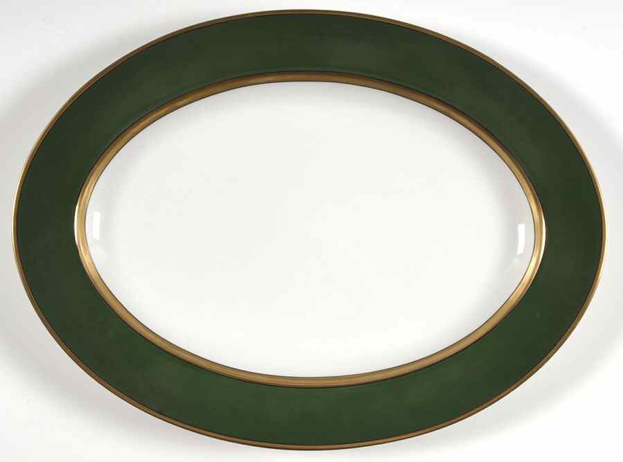 Renaissance Dark Green 14" Oval Serving Platter by Fitz and Floyd-1