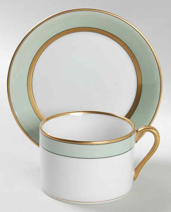 Renaissance Mint Green Flat Cup & Saucer Set by Fitz and Floyd-1
