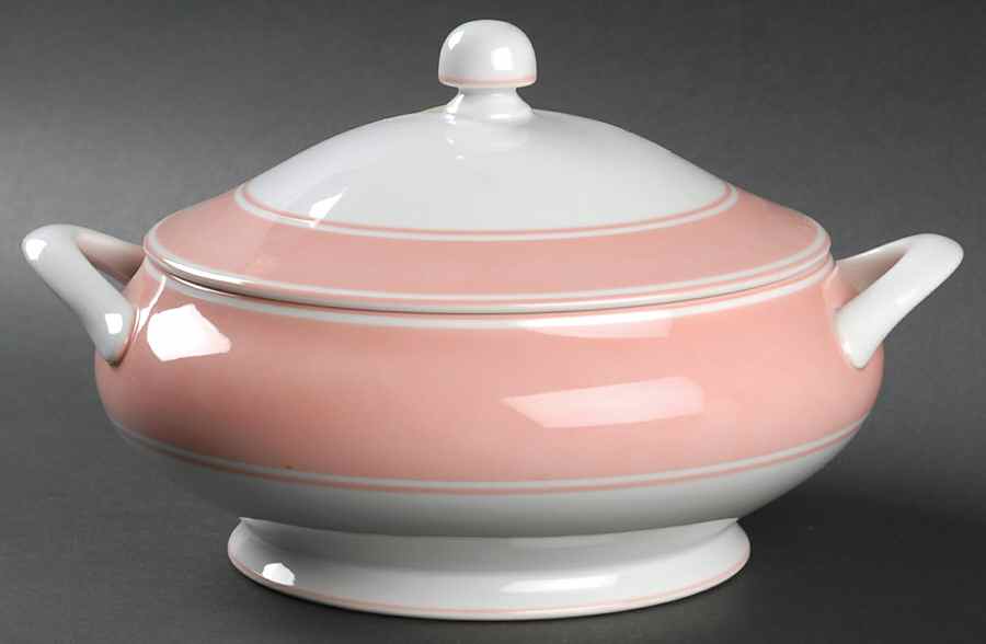 Rondelet Peach (White Background) Round Covered Vegetable by Fitz and Floyd-1