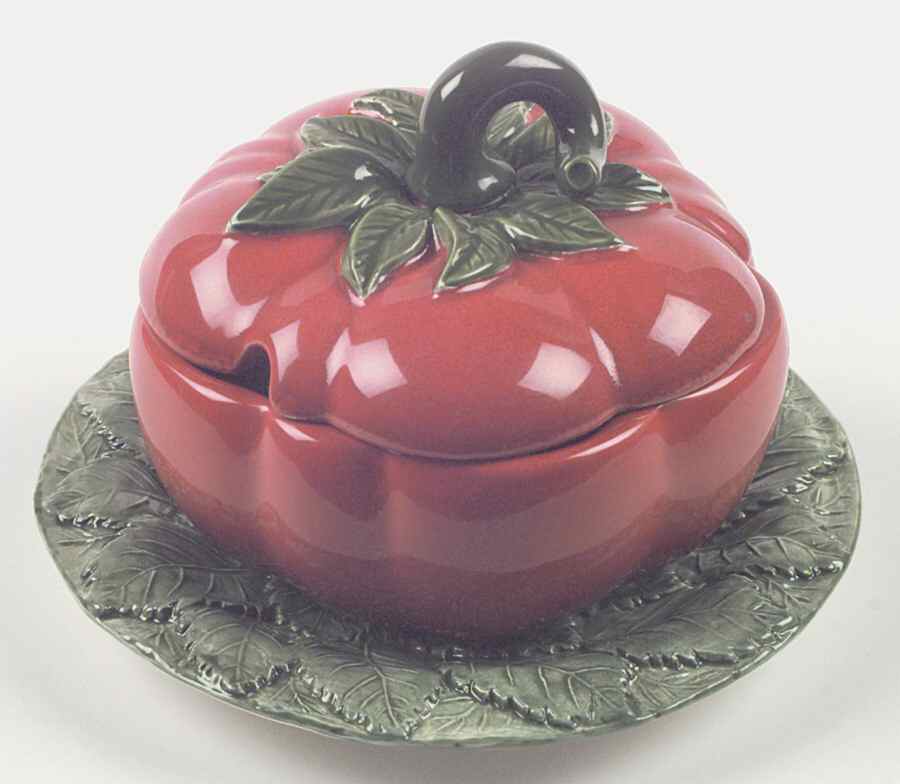 Vegetable Garden Mayonnaise & Lid w/Underplate by Fitz and Floyd-1
