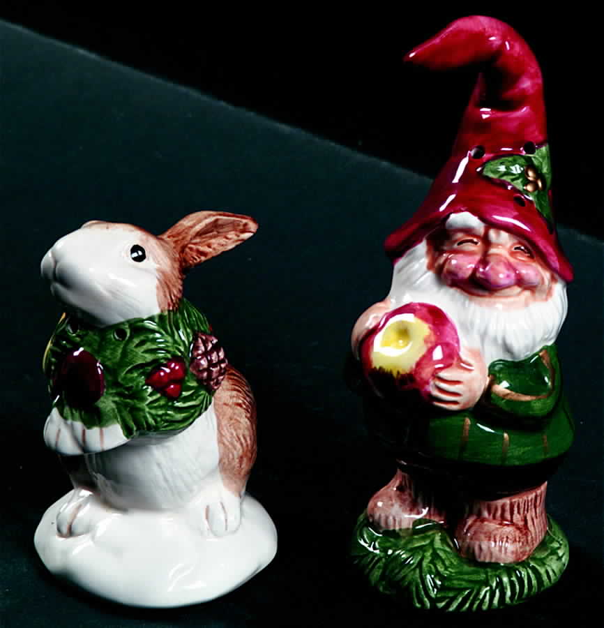 Woodland Santa Salt & Pepper Set by Fitz and Floyd-1