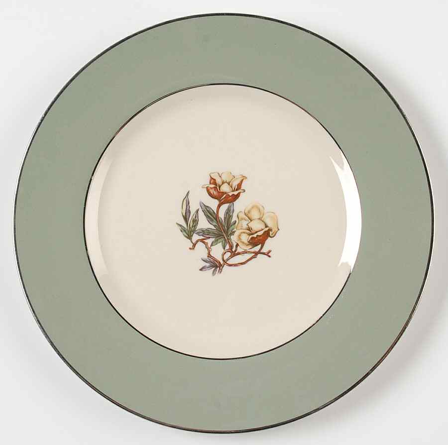 Avalon Sage Green (Platinum Trim) Salad Plate by Flintridge-1