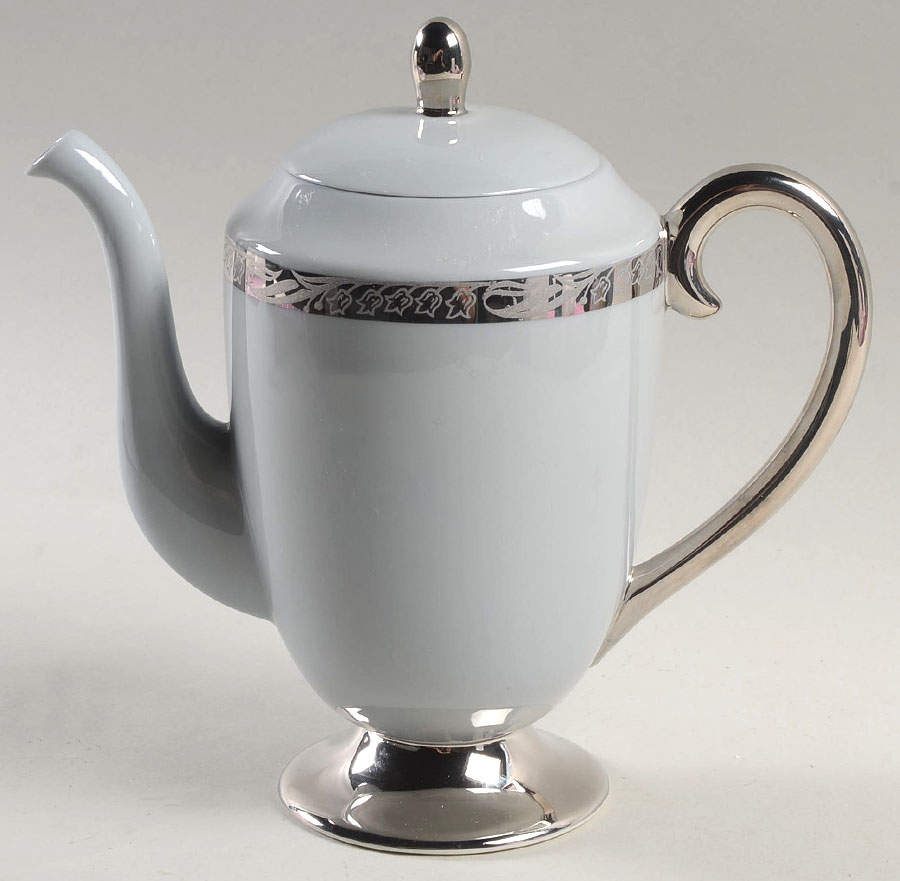 Bridal Wreath Gray Coffee Pot & Lid by Flintridge-1