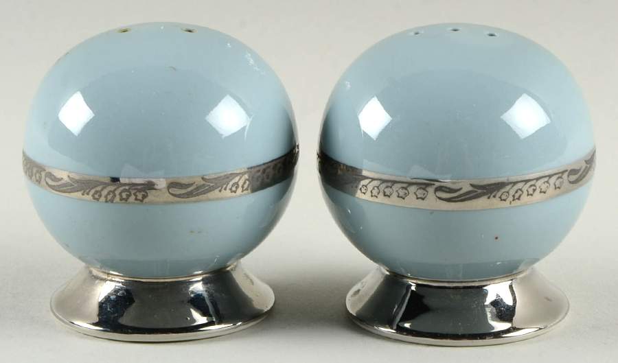 Bridal Wreath Strata Blue (Rim) Salt & Pepper Set by Flintridge-1