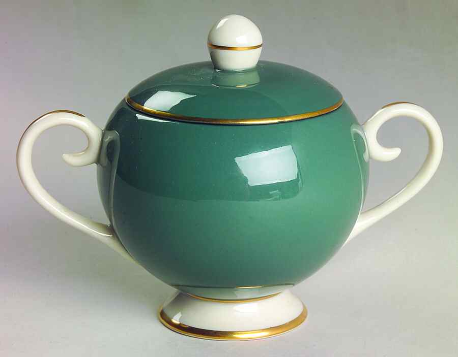 Ceylon Teal Green Sugar Bowl & Lid by Flintridge-1