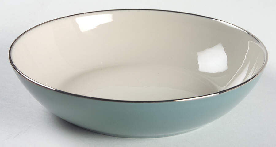 Contessa Peacock Blue (Platinum Trim, Coupe) 8" Round Vegetable Bowl by Flintridge-1
