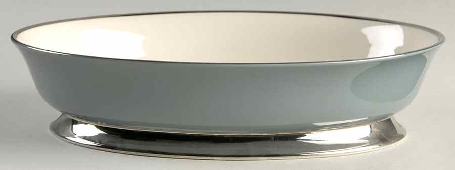 Contessa Peacock Blue (Platinum Trim, Coupe) 10" Oval Vegetable Bowl by Flintridge-1