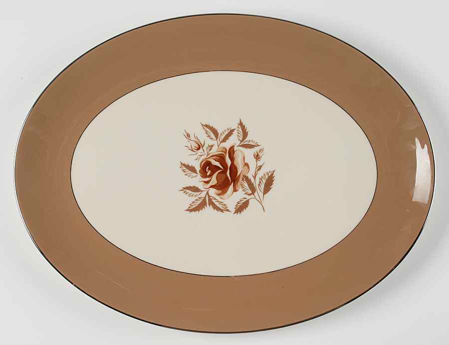 Cocoa Rose (Rim) 14" Oval Serving Platter by Flintridge-1