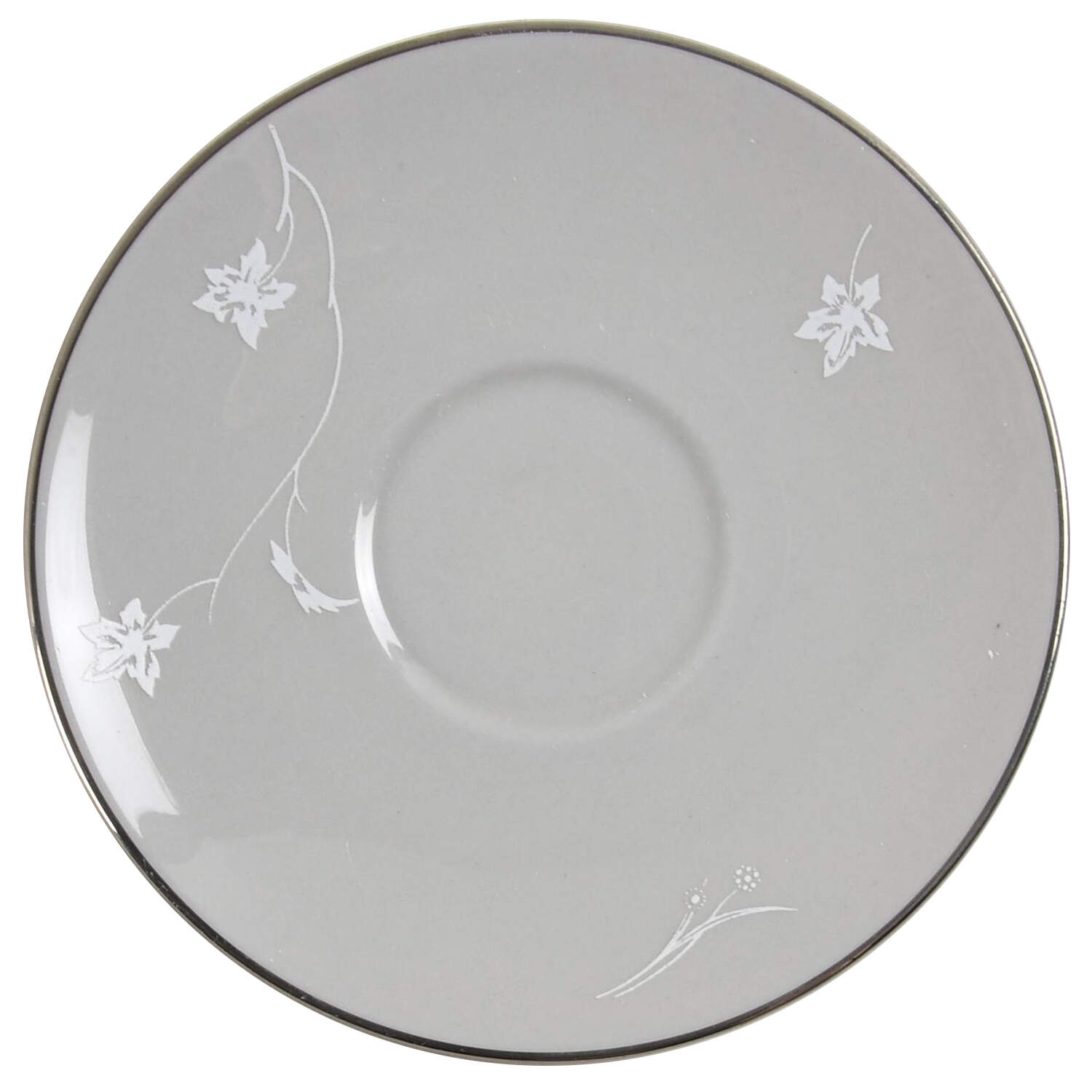 Damask Leaf Grey Saucer for Demitasse Cup by Flintridge-1
