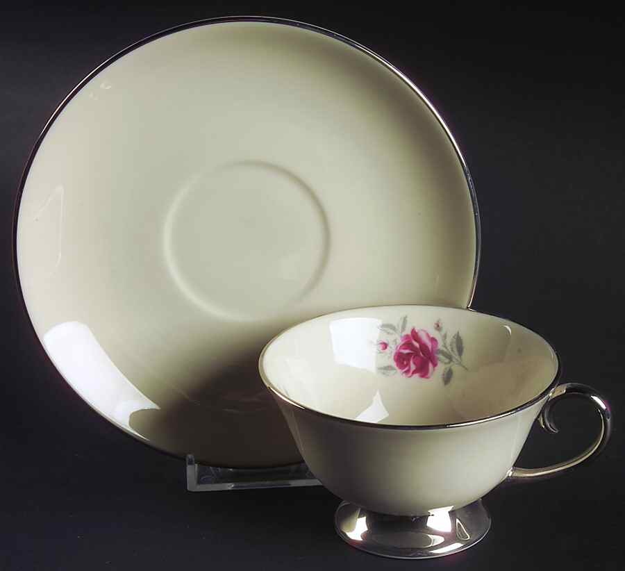 Delrose (Rim) Footed Cup & Saucer Set by Flintridge-1