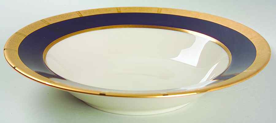 Georgian Rose Cobalt Blue (.35 Gold Band) Rim Soup Bowl by Flintridge-1
